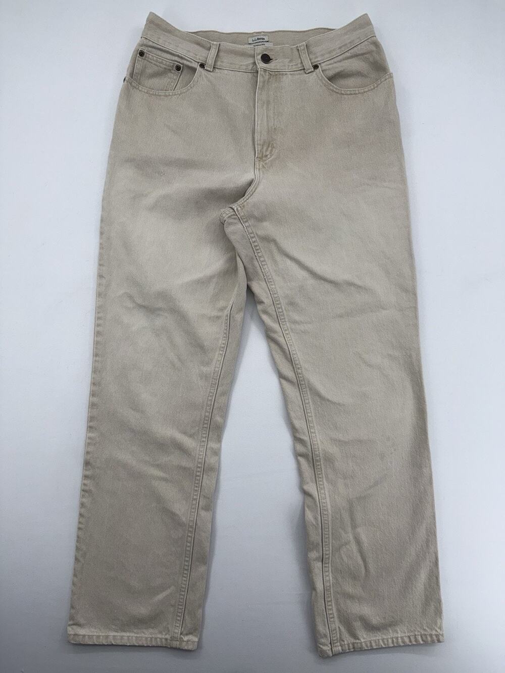LL Bean Original Fit Relaxed Tan Jeans Women Size 12 Mt